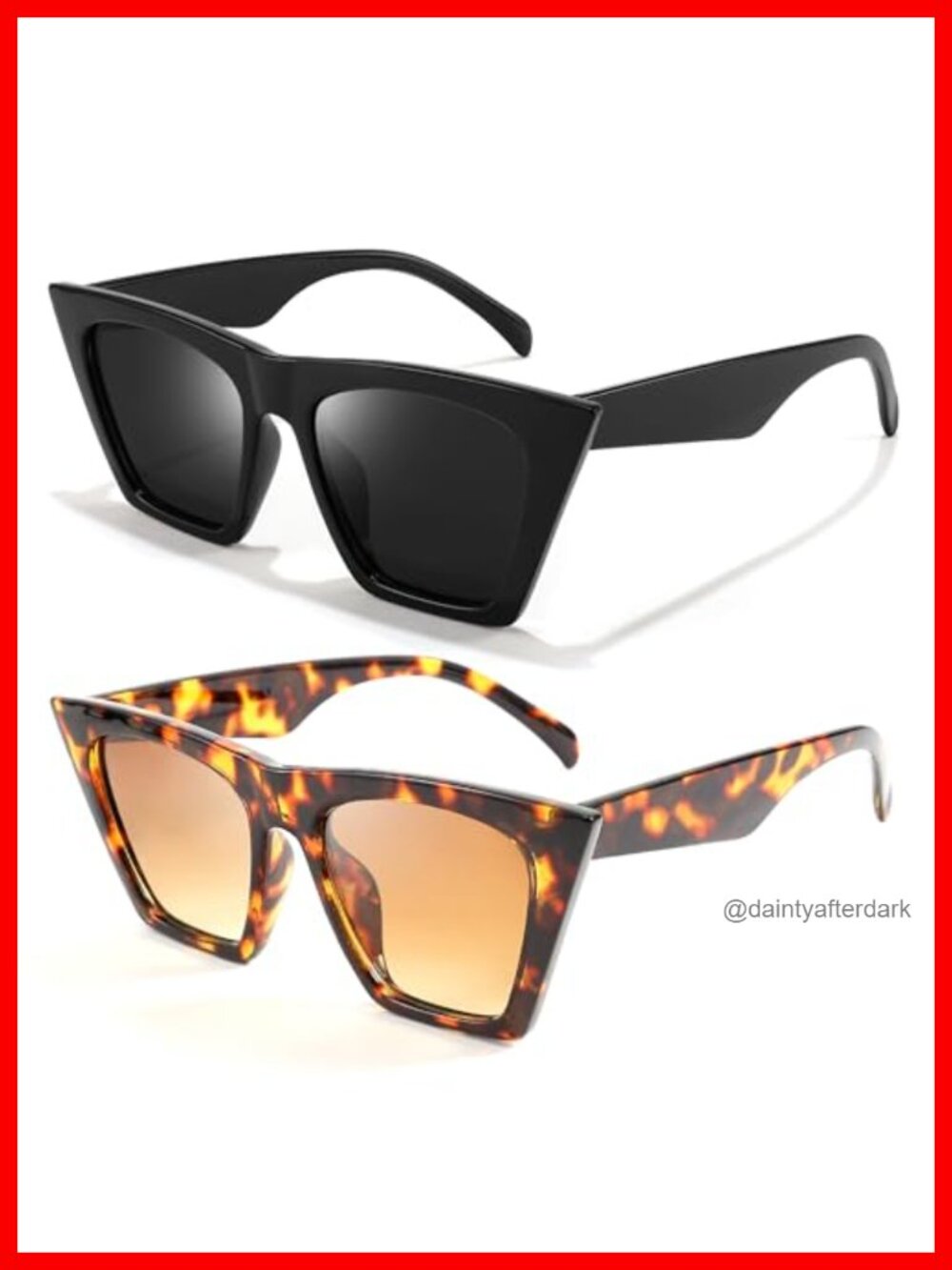 Vintage Square Cat Eye Sunglasses UV400 Acetate Full Frame